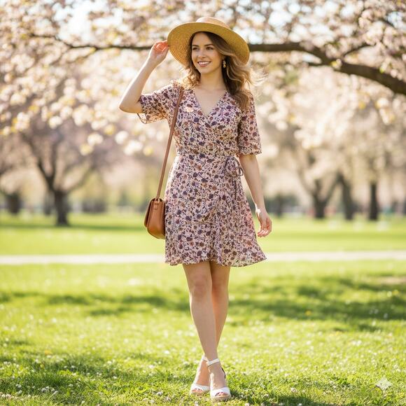 ⚡️SALE! LOFT Floral Ruffle Wrap Dress NWT - Picture 1 of 9